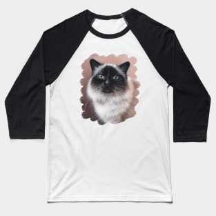 Birman Cat Painting Baseball T-Shirt